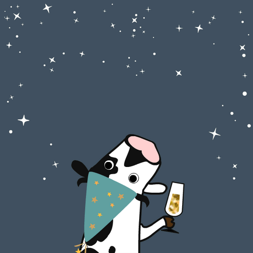 Cow Celebrates New Year GIF