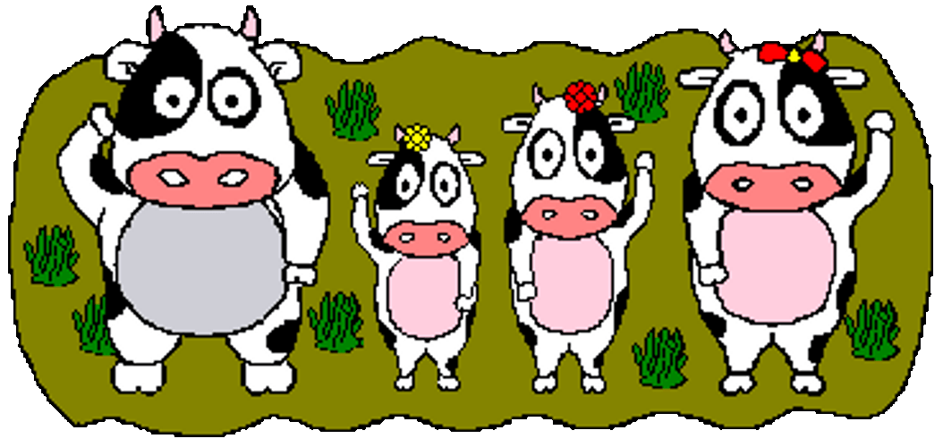 Cow Family Waving Fun Art GIF