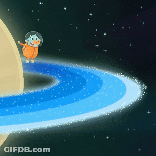 Cow Gliding On Saturn Rings GIF