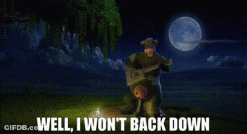 Cow Playing Guitar Saying Well I Won't Back Down GIF