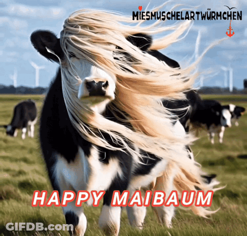Cow With Long Hair Happy Maibaum GIF