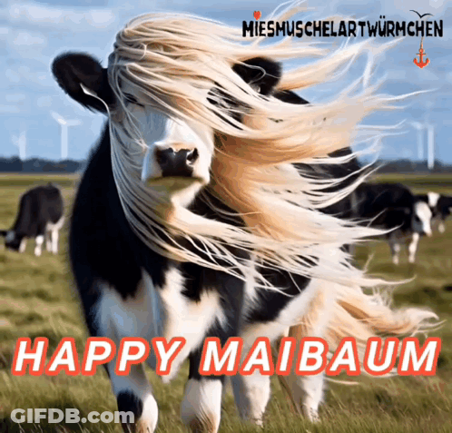 Cow With Long Hair Happy Maibaum GIF