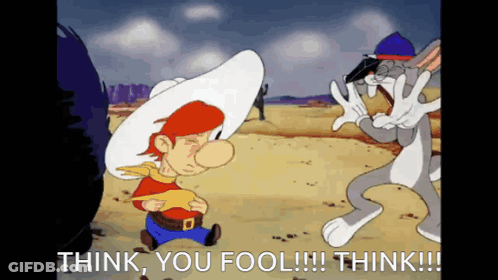 Cowboy And Rabbit Saying Think You Fool GIF