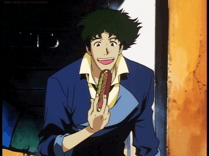 Cowboy Bebop Spike Eating Sandwich GIF