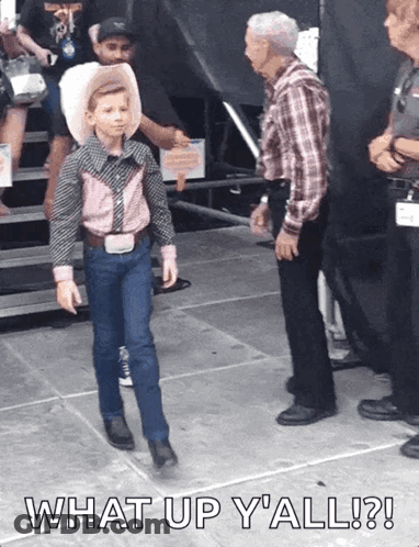 Cowboy Boy And Plaid Shirt Man Saying What Up Y'all GIF