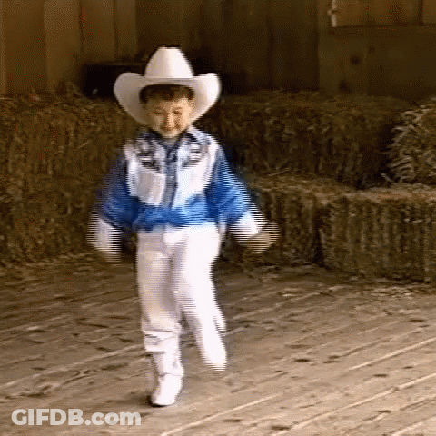 Cowboy Boy Dancing In Barn GIF