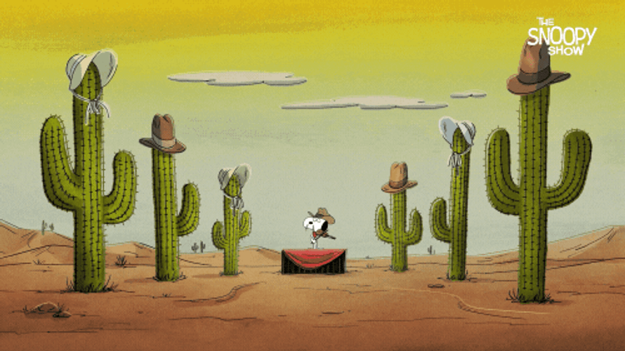 Cowboy Dancing Snoopy In Desert GIF