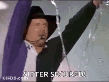 Cowboy Hat And Suit Man Holding Water Bottle GIF