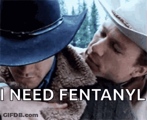 Cowboy Hat Hugging Man Saying I Need Fentanyl GIF
