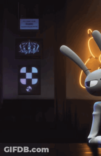 Cowboy Hat Man And Rabbit By Neon Sign GIF