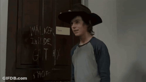 Cowboy Hat Man At Door With Walker Inside GIF
