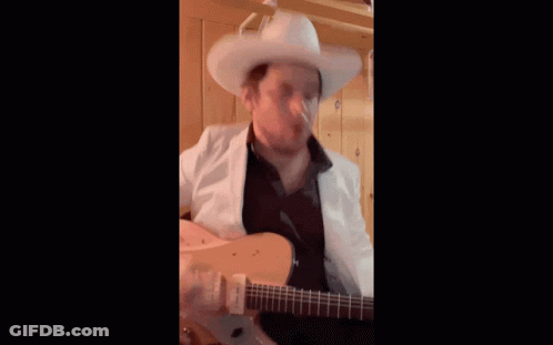 Cowboy Hat Man Guitar Singing With Yodeling Boy GIF
