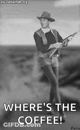 Cowboy Hat Man Holding Gun Black And White GIF