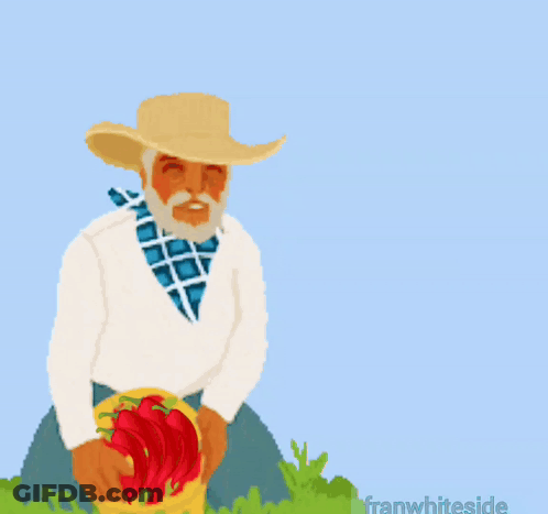 Cowboy Hat Man Holding Red Peppers New Mexico Chile Capital Of The World GIF