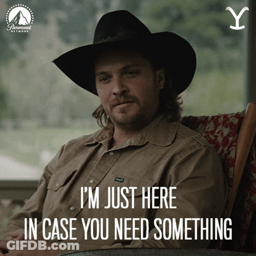 Cowboy Hat Man I'm Just Here In Case You Need Something GIF