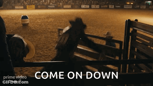Cowboy Hat Man Jumping Fence Come On Down GIF