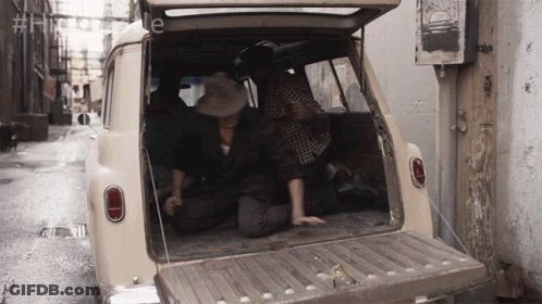 Cowboy Hat Man Kneeling In Back Of Car Hashtag Historyle GIF