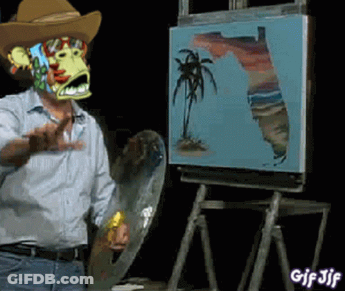Cowboy Hat Man Painting Florida On Easel GIF