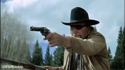 Cowboy Hat Man Pointing Gun Movieclips.com GIF