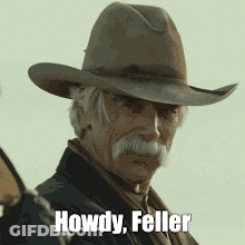 Cowboy Hat Man Saying Howdy Feller GIF