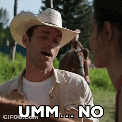 Cowboy Hat Man Saying Umm No GIF
