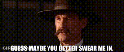 Cowboy Hat Man Says Guess Maybe You Better Swear Me In GIF