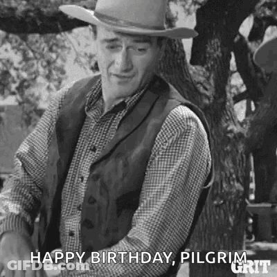 Cowboy Hat Man Says Happy Birthday Pilgrim GIF