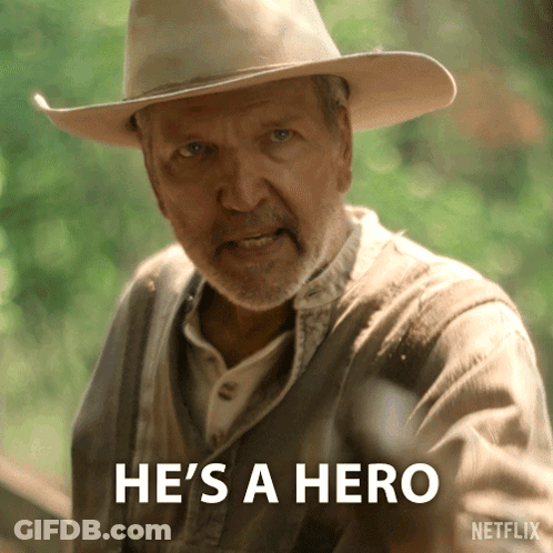 Cowboy Hat Man Says He's A Hero Netflix Ad GIF