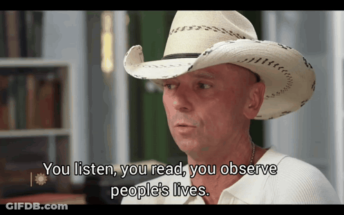 Cowboy Hat Man Talking About Lives GIF