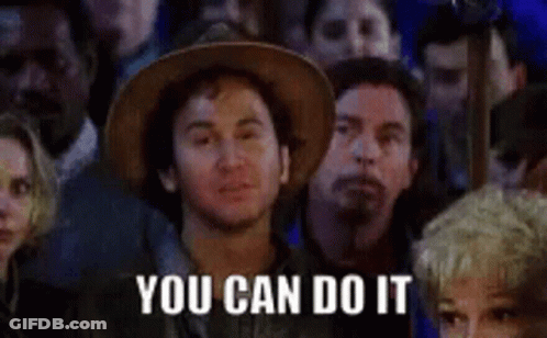 Cowboy Hat Man Telling Crowd You Can Do It GIF