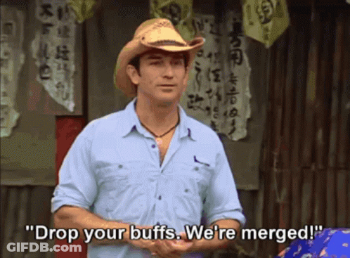 Cowboy Hat Saying Drop Your Buffs We're Merged GIF