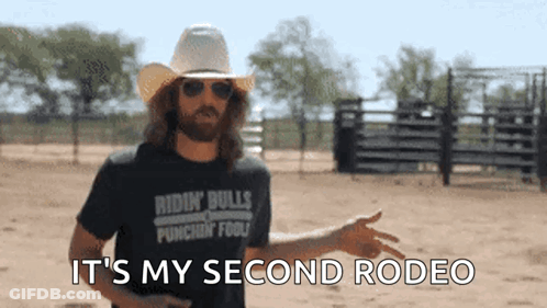 Cowboy Hat Sunglasses Man It's My Second Rodeo GIF