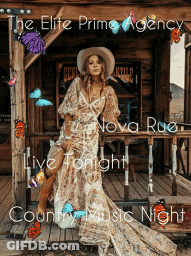 Cowboy Hat Woman With Butterflies Live Tonight Country GIF