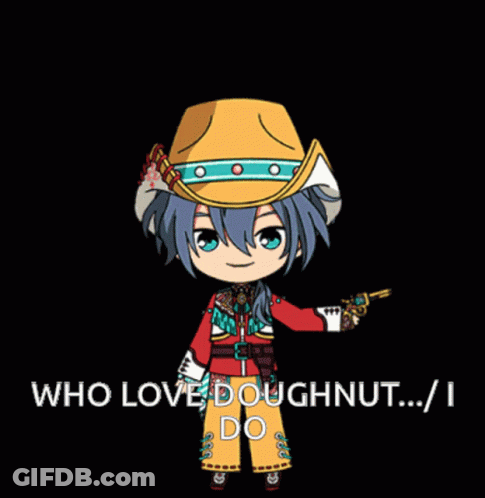 Cowboy Holding Donut And Gun GIF