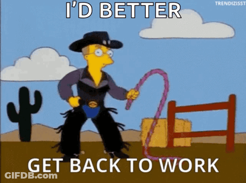 Cowboy Holding Lasso Saying I'd Better Get Back To Work GIF