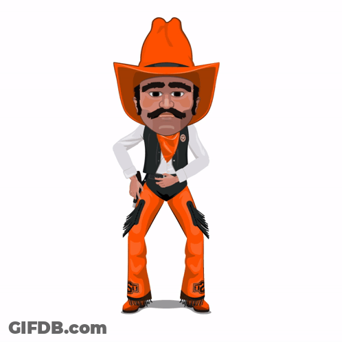 Cowboy In Orange Hat And Orange Pants GIF