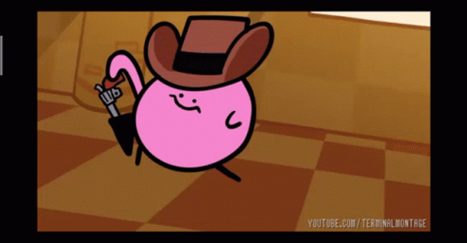 Cowboy Kirbo Firing Guns GIF