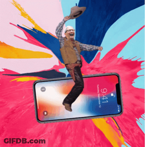 Cowboy Man Jumping Out Of Phone Saying 9:41 GIF