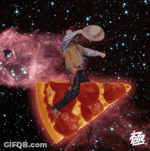 Cowboy Riding Pepperoni Pizza GIF
