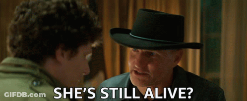 Cowboy Telling Another Man She's Still Alive GIF