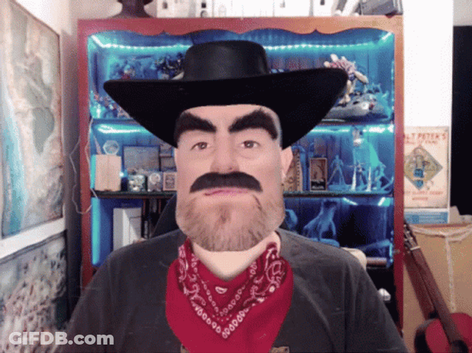 Cowboy With Moustache Waving Howdy GIF