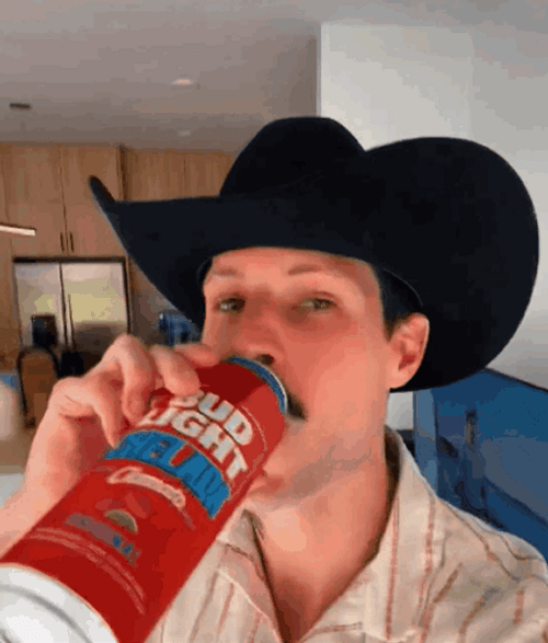 Cowboy Yum Drinking Bud Light GIF