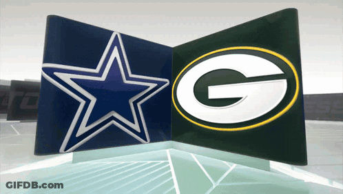 Cowboys And Green Bay Packers Logo On Display GIF