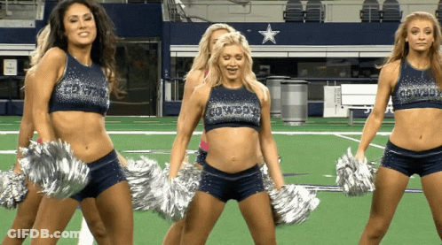 Cowboys Cheerleaders Performing On Football Field GIF