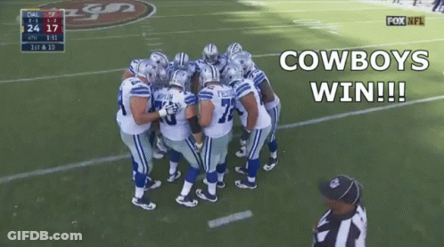Cowboys Football Players Huddled On Field GIF