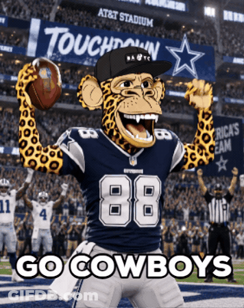 Cowboys Mascot Holding Football GIF