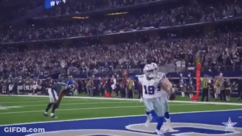 Cowboys Players Number 19 And 9 Running GIF
