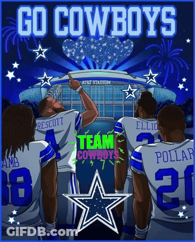 Cowboys Players Standing In Front Of Stadium GIF