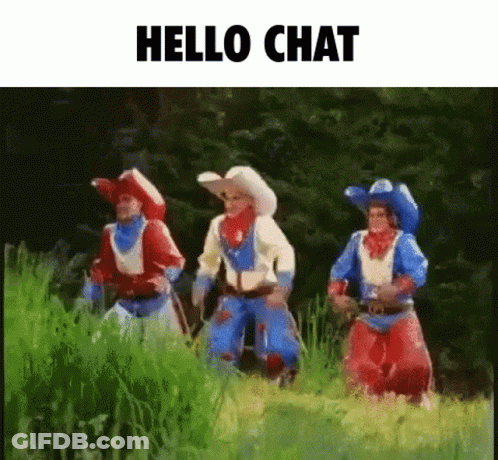 Cowboys Standing In Field Saying Hello Chat GIF