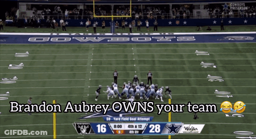 Cowboys Vs Raiders Football Game Brandon Aubrey Owns Your Team GIF